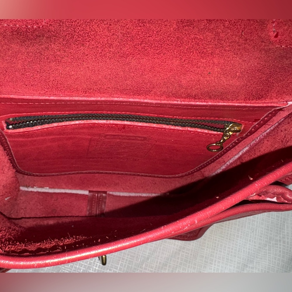 Coach Vintage from 1994 Station bag Red Leather Crossbody Bag L4C-5130 - Picture 8 of 11